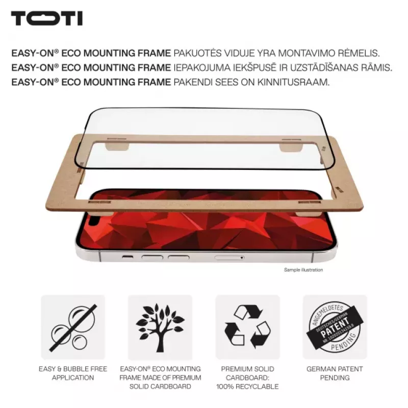 TOTI PREMIUM Pellicola protettiva in vetro temperato 3D Full Cover per Apple iPhone 16 Plus / 15 Plus