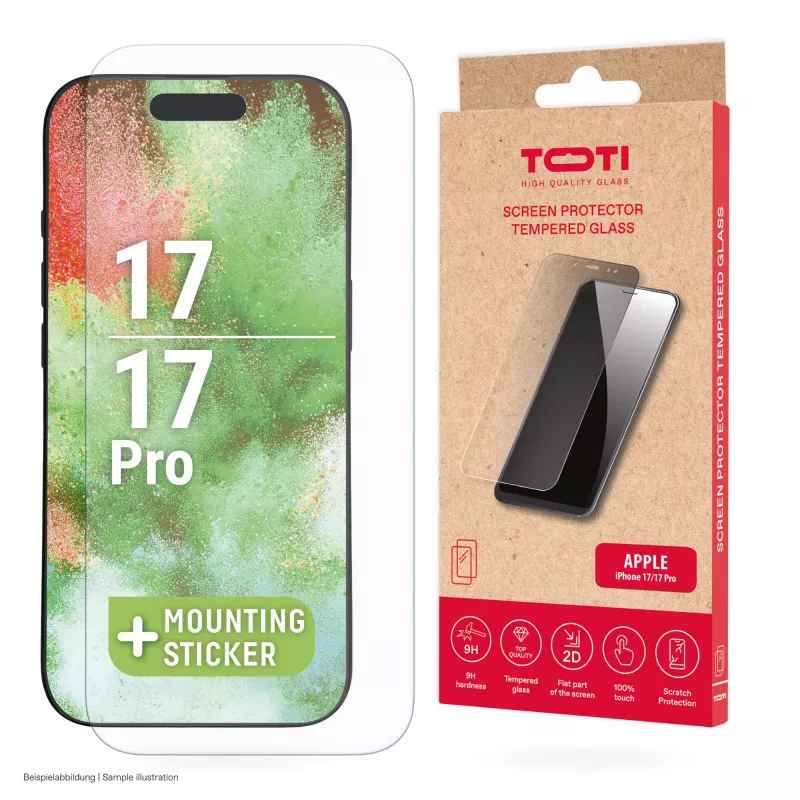 TOTI Pellicola protettiva in vetro temperato 2D Full Cover per iPhone 17/16 Pro trasparente