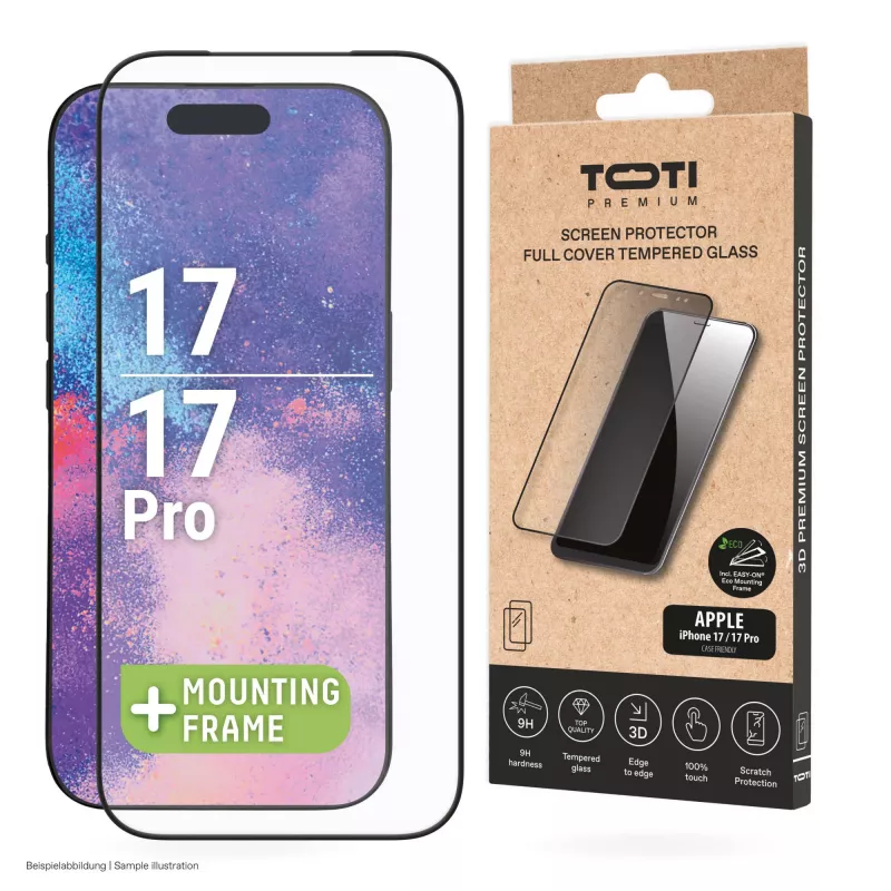 TOTI PREMIUM Pellicola protettiva in vetro temperato 3D Full Cover per Apple iPhone 17/16 Pro