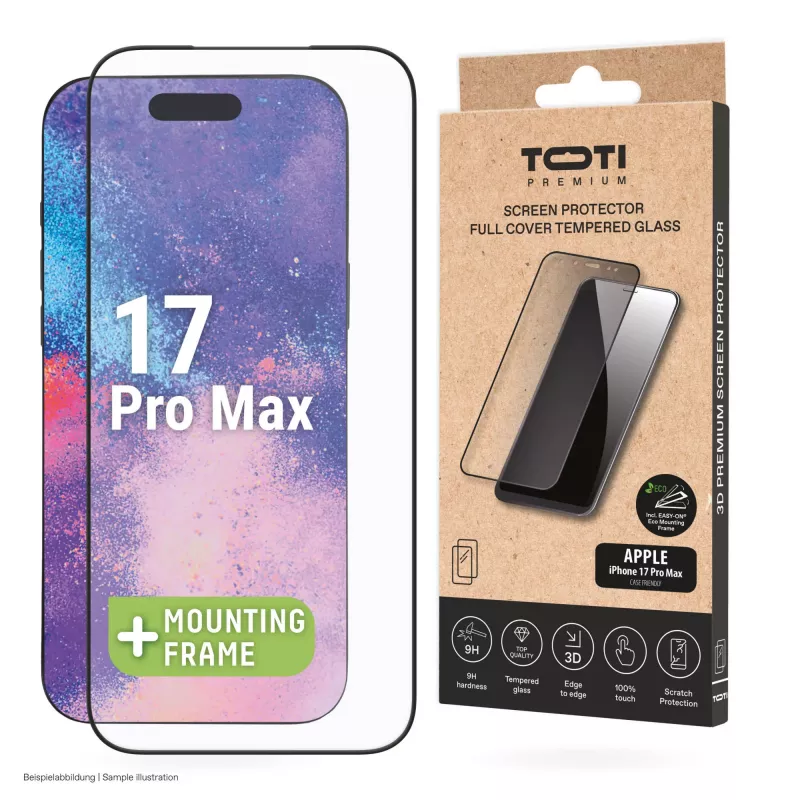 TOTI PREMIUM Pellicola protettiva in vetro temperato 3D Full Cover per Apple iPhone 17 Pro Max
