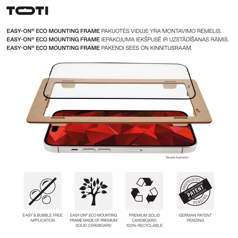 TOTI PREMIUM Pellicola protettiva in vetro temperato 3D Full Cover per Apple iPhone 17 Pro Max