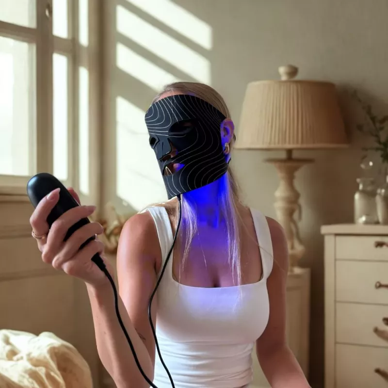 Lunni Maschera facciale LED in silicone con luce LED a 7 colori e infrarosso vicino nero