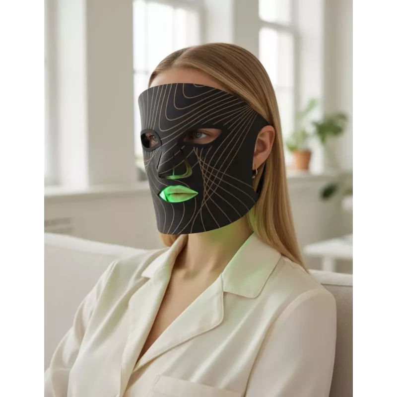 Lunni Maschera facciale LED in silicone con luce LED a 7 colori e infrarosso vicino nero