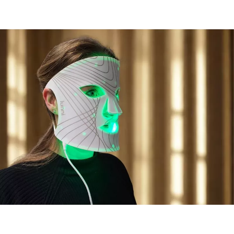 Lunni Maschera facciale LED in silicone con luce LED a 7 colori e infrarosso vicino bianco