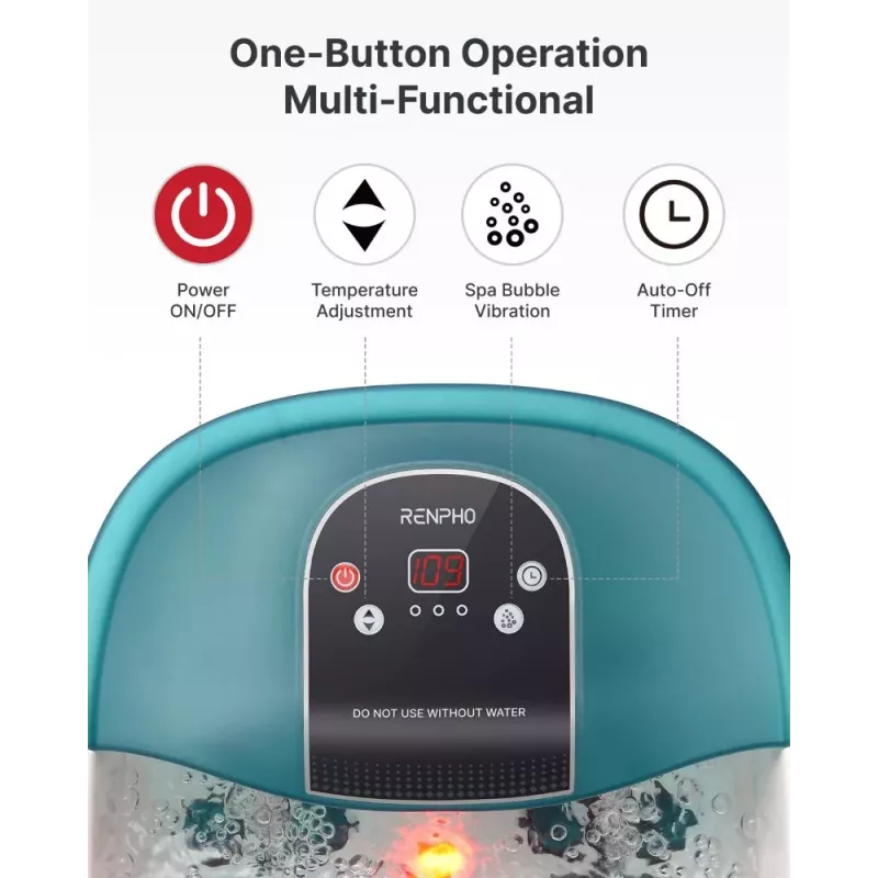 RENPHO massaggiatore per pediluvio X002 con calore, bolle, vibrazione e terapia a luce rossa