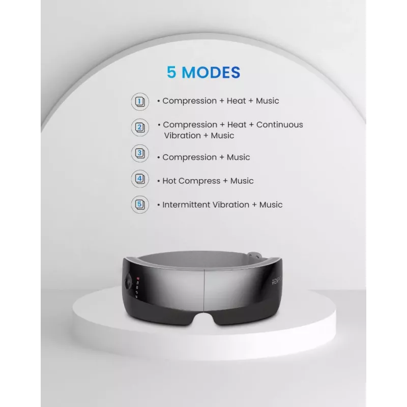 RENPHO Eyeris View massaggiatore oculare con calore, compressione, vibrazione, Bluetooth, USB-C, pieghevole, grigio