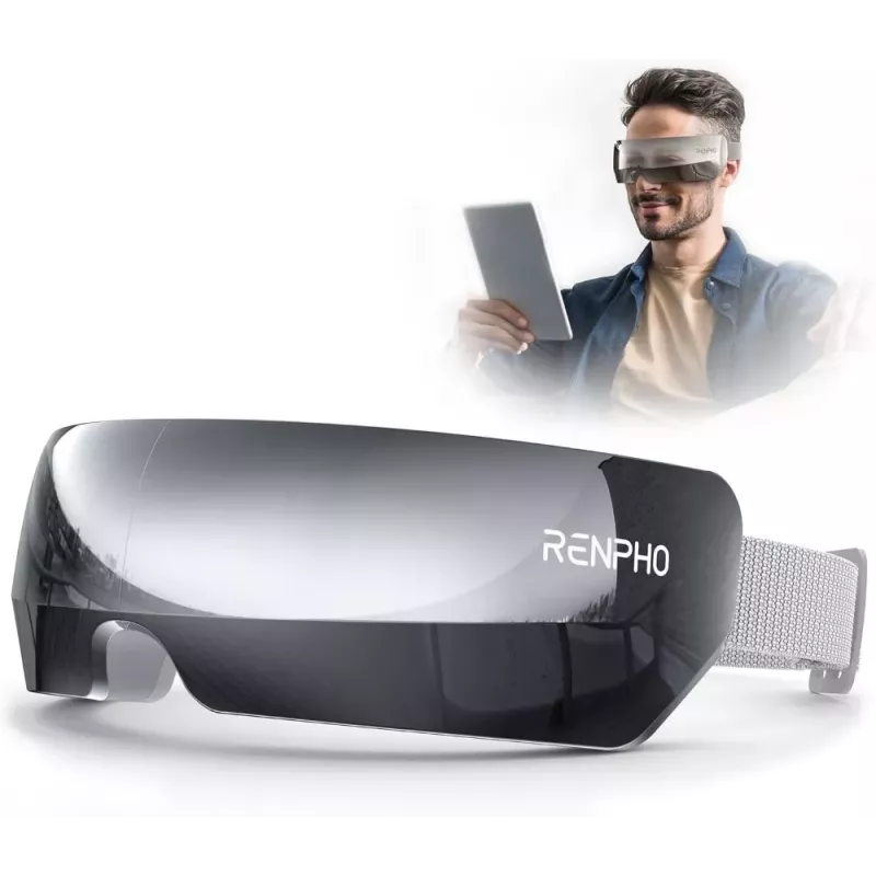 RENPHO Eyeris View massaggiatore oculare con calore, compressione, vibrazione, Bluetooth, USB-C, pieghevole, grigio
