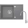 DEANTE Lavello da cucina in granito composito 1 vasca con rubinetto e gocciolatoio, nero, 780x435 mm