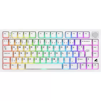 Sharkoon SGK55W SKILLER Tastiera da gaming wireless, layout 75%, tasti PBT, bianco