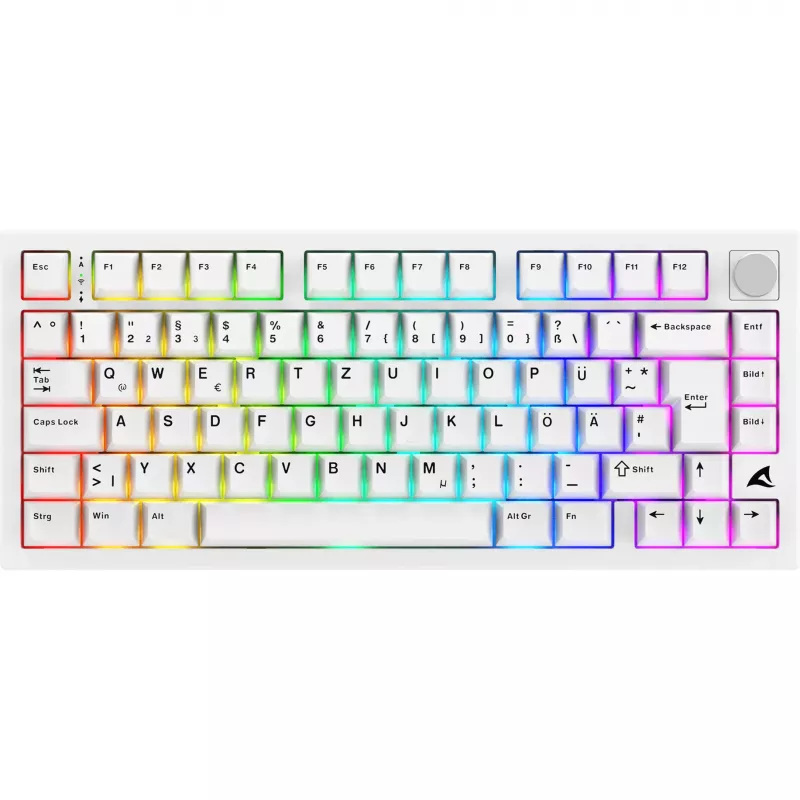 Sharkoon SGK55W SKILLER Tastiera da gaming wireless, layout 75%, tasti PBT, bianco