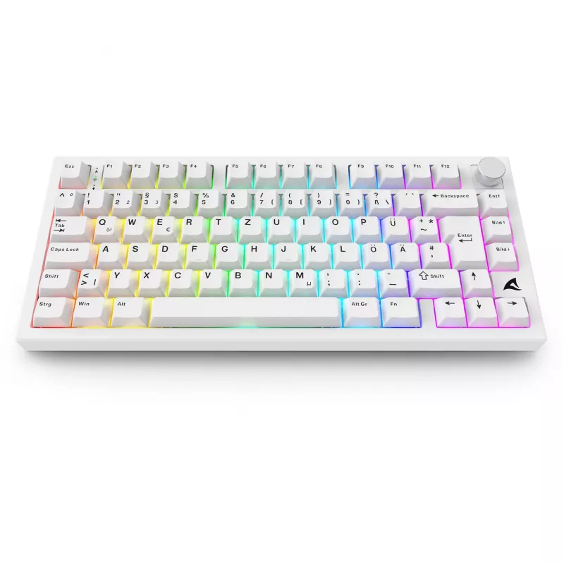 Sharkoon SGK55W SKILLER Tastiera da gaming wireless, layout 75%, tasti PBT, bianco
