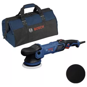 BOSCH GPX9-125S set lucidatrice rotativa con pad in schiuma e cuffia per lucidatura, batteria 18V (utensile senza batteria e caricabatterie)