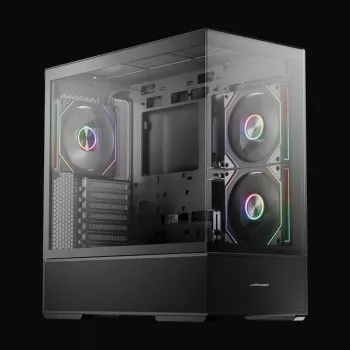 LC-Power Gaming Midi Tower ATX 812B Onyx Vision con vetro temperato e 4 ventole aRGB, nero