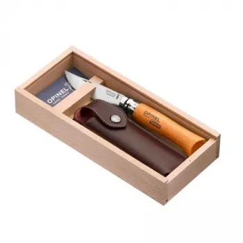 Opinel No. 08 coltello pieghevole in carbonio con manico in legno di faggio - lama 8,5 cm