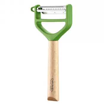 OPINEL T-Duo pelapatate a Y acciaio inox verde legno di faggio