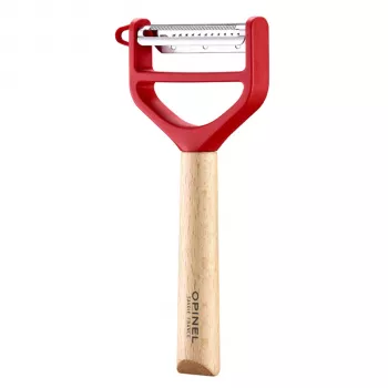 Opinel T-Duo set pelapatate a Y rosso legno di faggio
