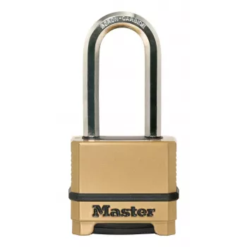 Master Lock 175EURDLH lucchetto a combinazione ricombinabile a 4 cifre, corpo in zinco massiccio, staffa lunga in acciaio temprato, larghezza corpo 50mm, diametro staffa 8mm, luce verticale 63mm, luce orizzontale 24mm, uso interno/esterno