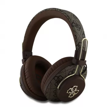 GUESS cuffie wireless Bluetooth logo in metallo 4G marrone GUBHS72P4FC4MW