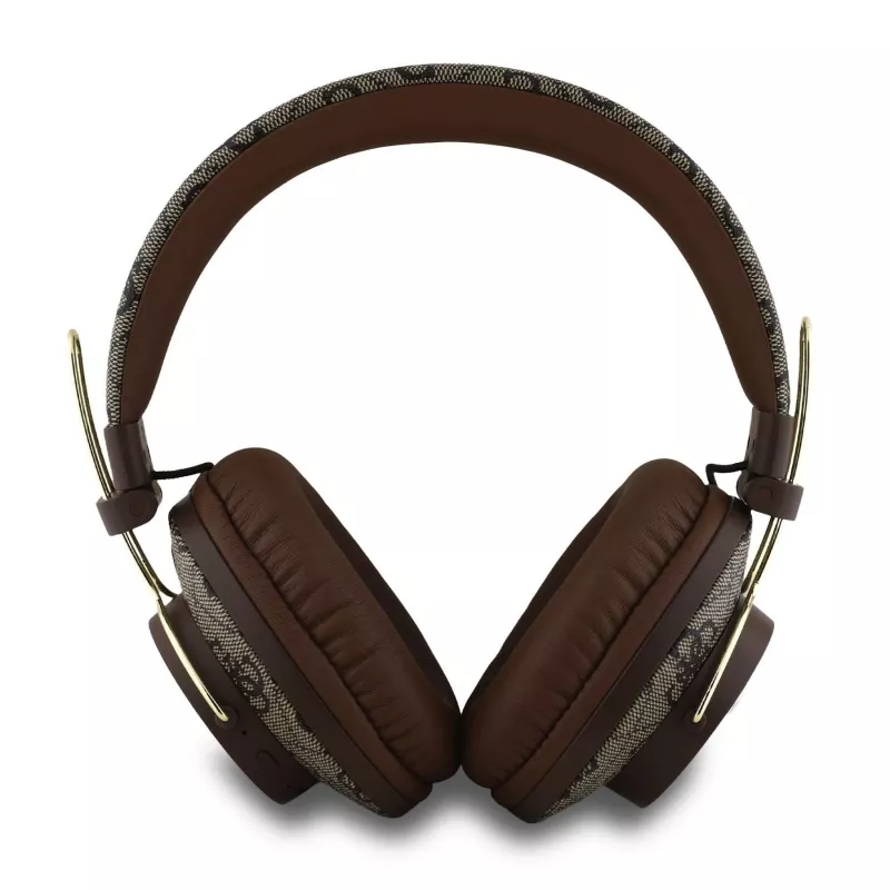 GUESS cuffie wireless Bluetooth logo in metallo 4G marrone GUBHS72P4FC4MW