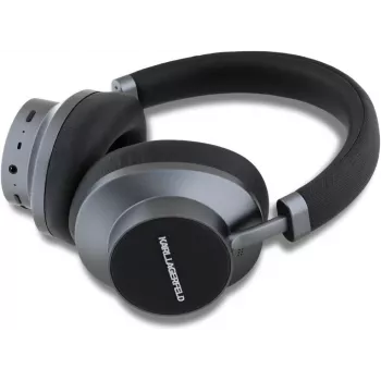 Karl Lagerfeld cuffie on-ear wireless Bluetooth Saffiano logo in metallo nero