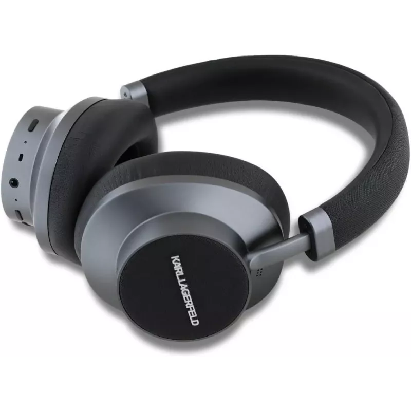Karl Lagerfeld cuffie on-ear wireless Bluetooth Saffiano logo in metallo nero