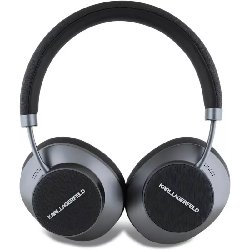 Karl Lagerfeld cuffie on-ear wireless Bluetooth Saffiano logo in metallo nero