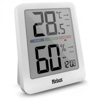 Mebus 40928 termoigrometro bianco monitor temperatura e umidità interna esterna con display LCD