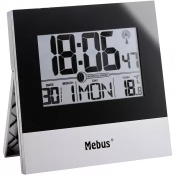 Mebus 41787 orologio da parete radiocontrollato, argento/bianco, 30 cm, DCF77