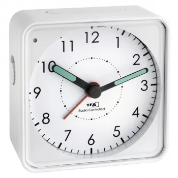 TFA 60.1510.02 Sveglia Picco RC - quarzo analogico - bianco - plastica - a batteria - funzione snooze e retroilluminazione