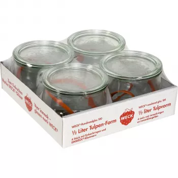 Barattolo con bordo tondo Tulpe WECK 0,5L set da 4