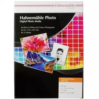 Hahnemühle Photo Matt Fibre 200 - opaco liscio - 300 µm - tonalità calda - A4 (210 x 297 mm) - 25 fogli