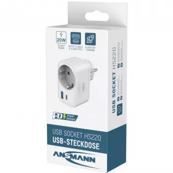 ANSMANN caricabatterie USB HS220 20W USB-C Power Delivery 3.0 bianco