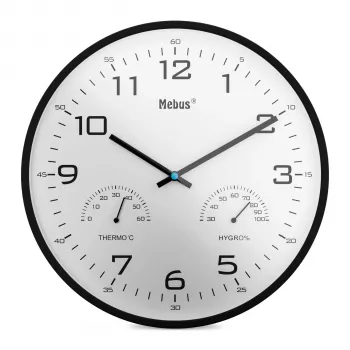 MEBUS 16180 orologio da parete al quarzo, bianco, analogico, 25 cm