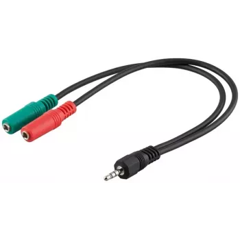 Goobay cavo adattatore jack 3,5mm, connettore maschio TRRS 4 poli a connettore femmina TRS 3 poli, 15 cm, nero