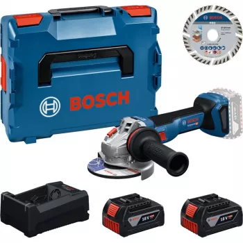 BOSCH Professional set smerigliatrice angolare a batteria 18V 2x5,0Ah con disco da taglio 125mm in L-BOXX