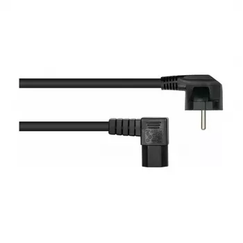 Kabelmeister Cavo di alimentazione connettore Schuko Type E+F 90° angolato a IEC C15 angolato a destra - 1,8m nero