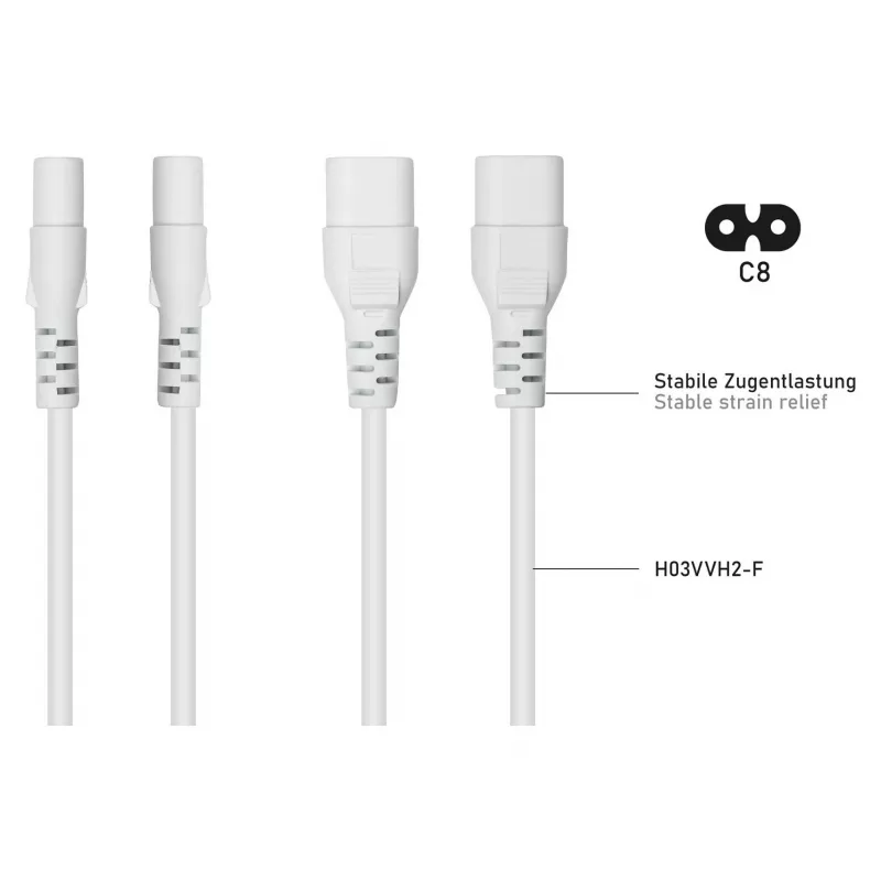 Kabelmeister prolunga Euro spina C8 – presa C7, bianco, 0,5 m