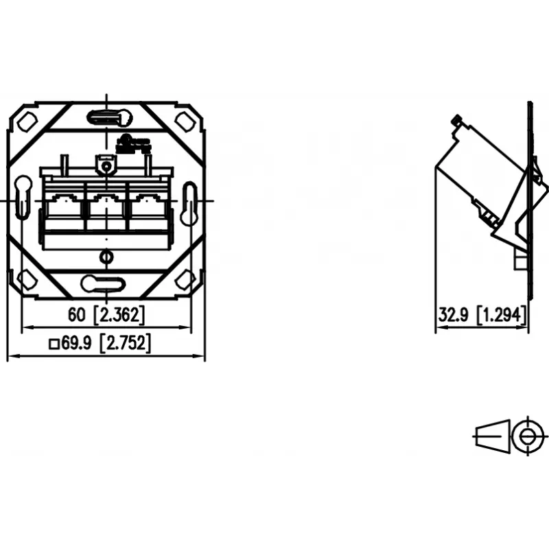 METZ CONNECT E-DAT modulo 3 porte UP0 Cat.6A connettore RJ45 schermato field-terminable