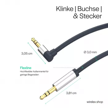 ShiverPeaks Cavo audio jack 3,5mm, angolare/dritto 0,7m - nero