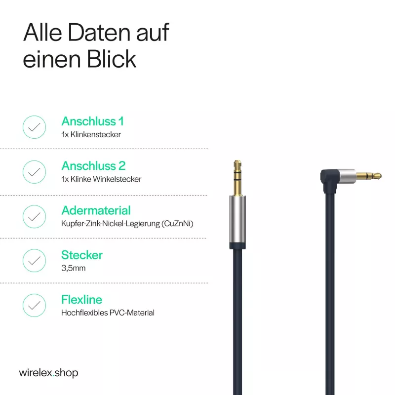 ShiverPeaks Cavo audio jack 3,5mm, angolare/dritto 0,7m - nero