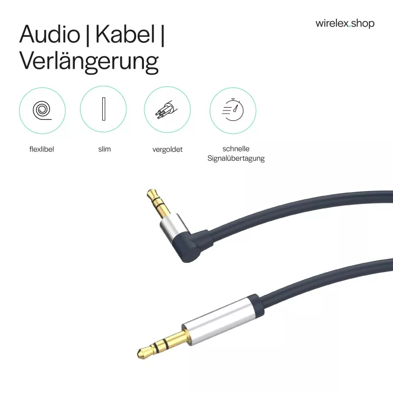 ShiverPeaks Cavo audio jack 3,5mm, angolare/dritto 0,7m - nero