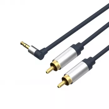 ShiverPeaks Flexline Cavo audio jack 3,5mm a 2x RCA, connettore angolare, 0,75m, nero