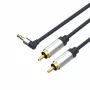 ShiverPeaks Flexline Cavo audio jack 3,5mm a 2x RCA, connettore angolare, 0,75m, nero