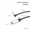 ShiverPeaks Flexline Cavo audio jack 3,5mm a 2x RCA, connettore angolare, 0,75m, nero