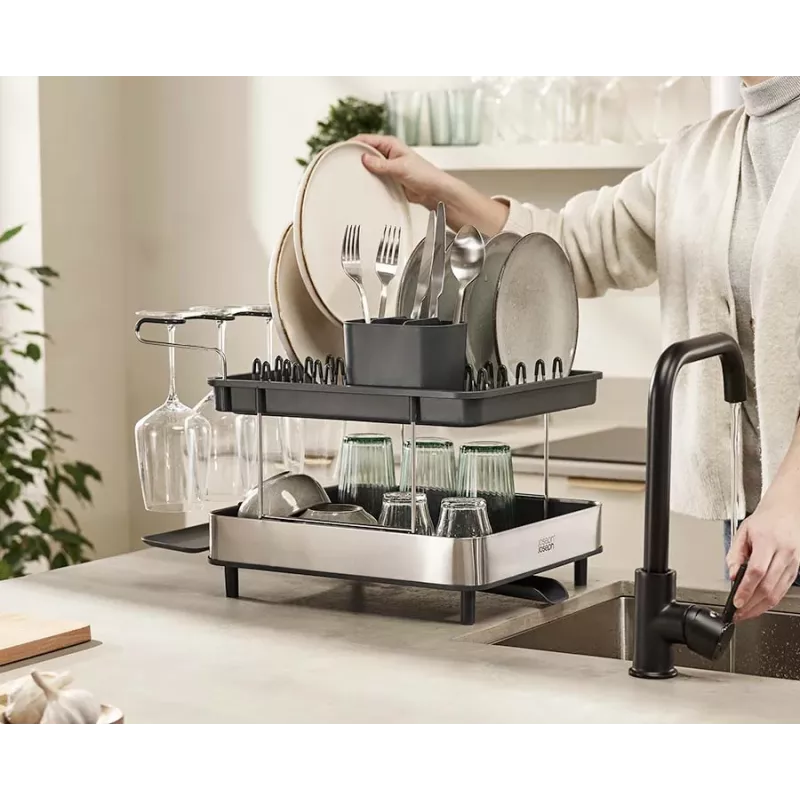 Joseph Joseph Excel scolapiatti estraibile a 2 livelli in acciaio inox - grigio