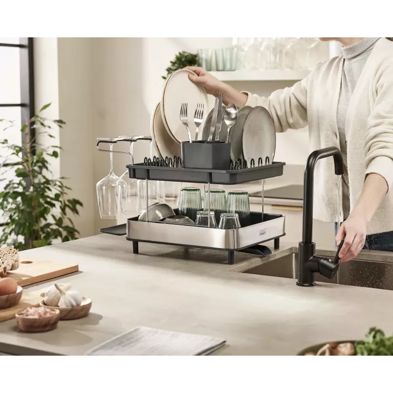 Joseph Joseph Excel scolapiatti estraibile a 2 livelli in acciaio inox - grigio