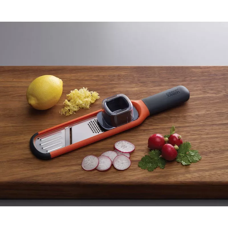 Joseph Joseph Handi-Grate grattugia e affettatrice mini 2 in 1 - arancione - acciaio inox