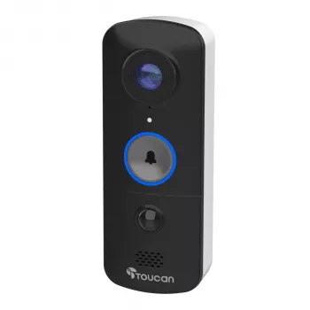 Toucan Videocitofono wireless con Chime V3 - 1080p Full HD, grandangolo 180°, visione notturna, comunicazione bidirezionale, rilevamento del movimento PIR, IP56, Nero
