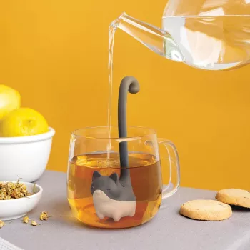 OTOTO Louie Cat infusore per tè in foglie - silicone grigio