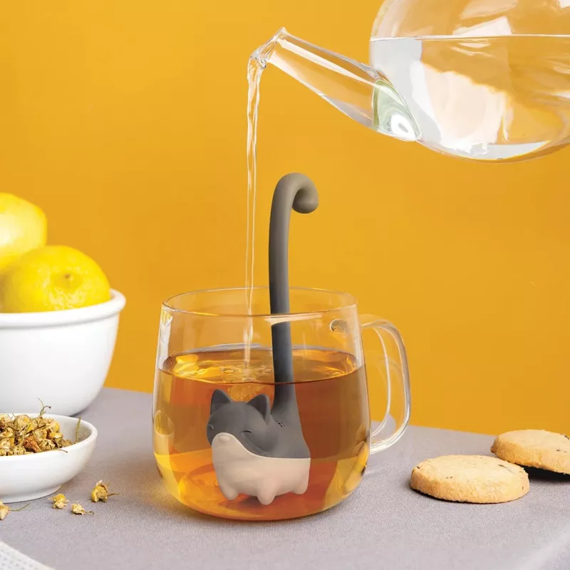 OTOTO Louie Cat infusore per tè in foglie - silicone grigio